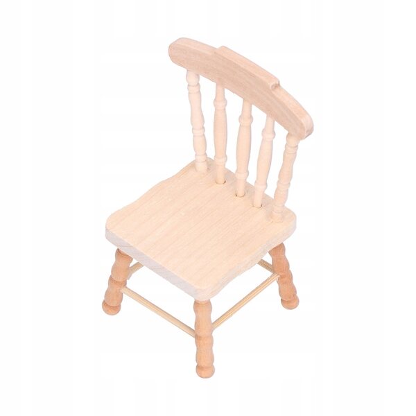 Miniatura Sedia per Casa delle Bambole 1:12 in Legno di Betulla Stile Retro