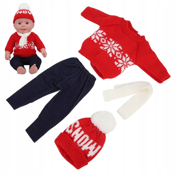 Weihnachtskleidung für 43-cm-Puppe mit Pullovern, Hosen und Mützen
