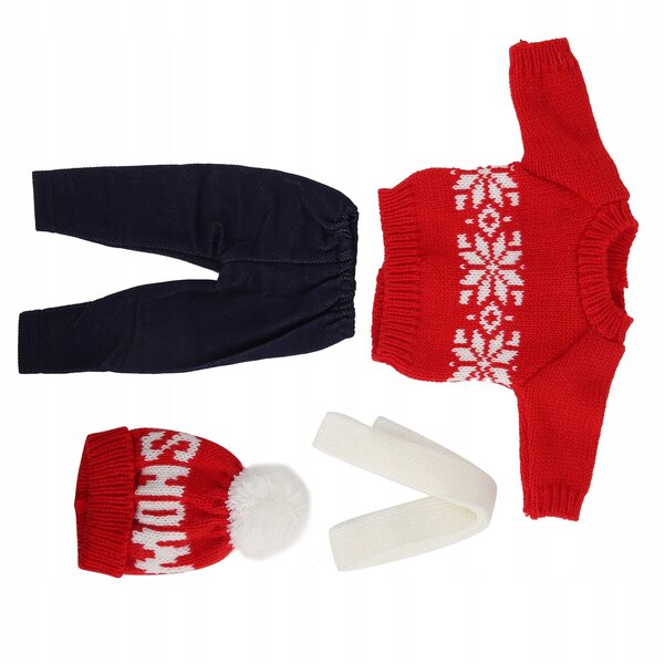 Weihnachtskleidung für 43-cm-Puppe mit Pullovern, Hosen und Mützen