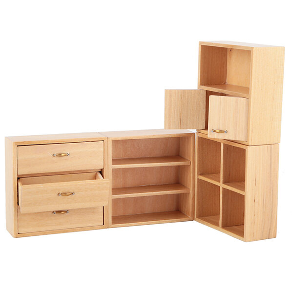 1:12 Holzmöbelset für Wohn- und Schlafzimmer im Puppenhaus