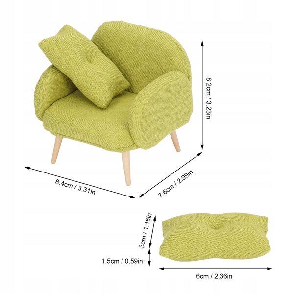 Puppensofa im Maßstab 1:12 mit modernem Design und einfacher Struktur