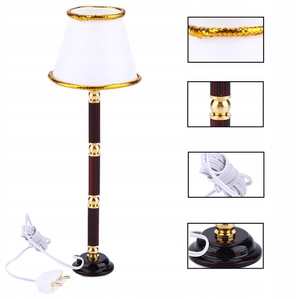 1:12 Mini-Stehlampe aus Metall mit LED für Puppenhaus
