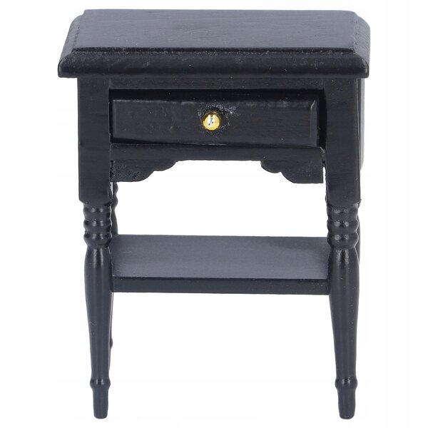 1:12 DOLLHOUSE MINIATUROWY DREWNIANY STOLIK NOCNY BLACK SYMULACJA B3