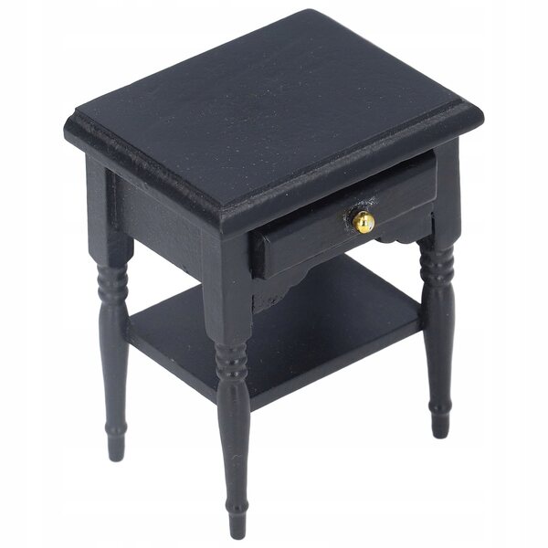 1:12 DOLLHOUSE MINIATUROWY DREWNIANY STOLIK NOCNY BLACK SYMULACJA B3
