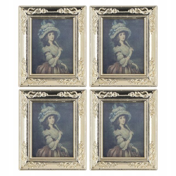 Set 4 Miniature Quadri con Cornici Antiche in Scala 1:12 per Case delle Bambole