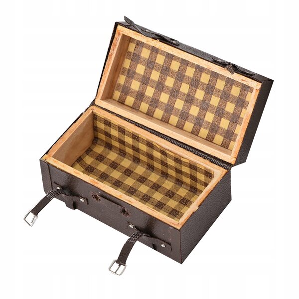 Valigia vintage in pelle PU per casa delle bambole, accessorio decorativo 1/12