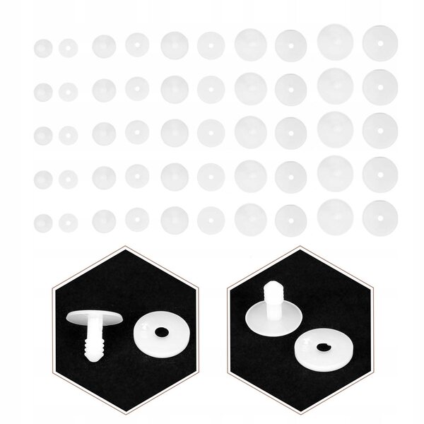 Set 50 connettori bianchi in plastica per articolazioni bambole DIY 5 misure