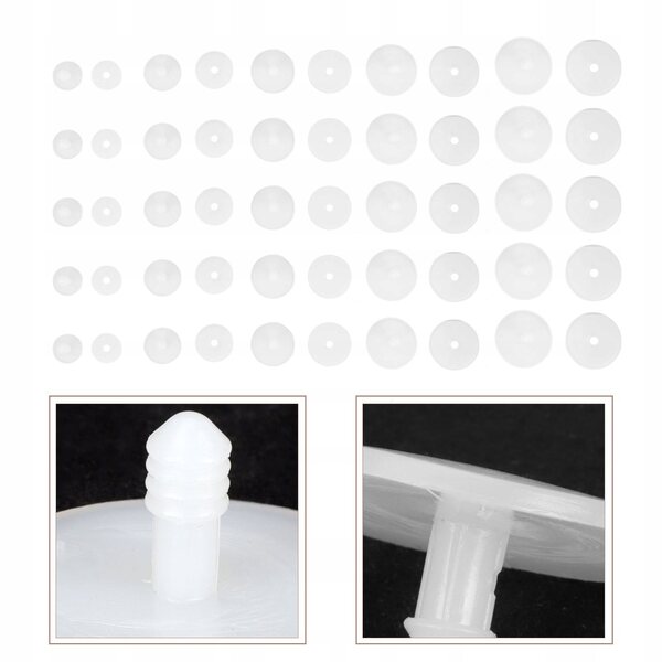 Set 50 connettori bianchi in plastica per articolazioni bambole DIY 5 misure