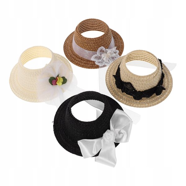 Set aus 4 kleinen Stoffhüten mit Schleife für Puppen, bunte Mini-Accessoires