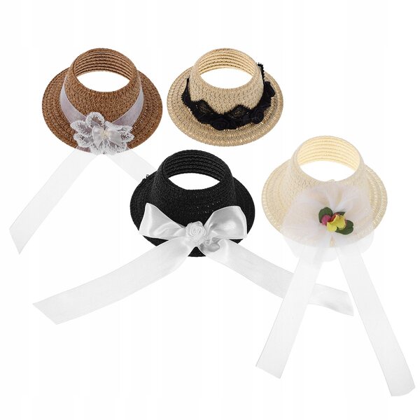 Set aus 4 kleinen Stoffhüten mit Schleife für Puppen, bunte Mini-Accessoires