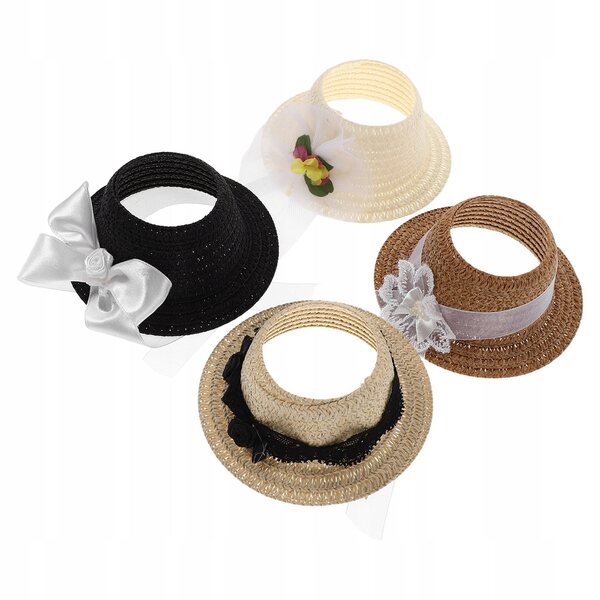 Set aus 4 kleinen Stoffhüten mit Schleife für Puppen, bunte Mini-Accessoires