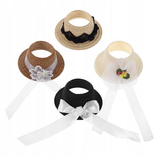 Set aus 4 kleinen Stoffhüten mit Schleife für Puppen, bunte Mini-Accessoires