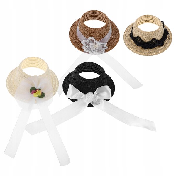 Set aus 4 kleinen Stoffhüten mit Schleife für Puppen, bunte Mini-Accessoires