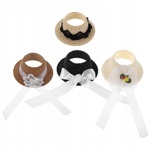 Set aus 4 kleinen Stoffhüten mit Schleife für Puppen, bunte Mini-Accessoires