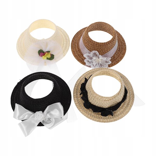 Set aus 4 kleinen Stoffhüten mit Schleife für Puppen, bunte Mini-Accessoires