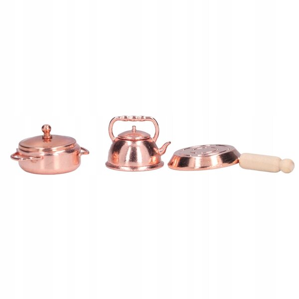 Miniatur-Set 3-teilig, Küchenzubehör, Puppenhaus 1:12 aus Metall