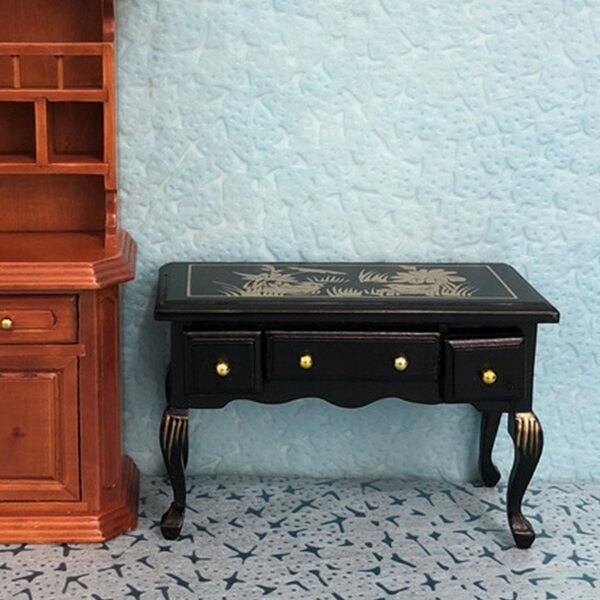 Miniatura mobili retrò in legno scrivania per bambole scala 1:12 ecologica