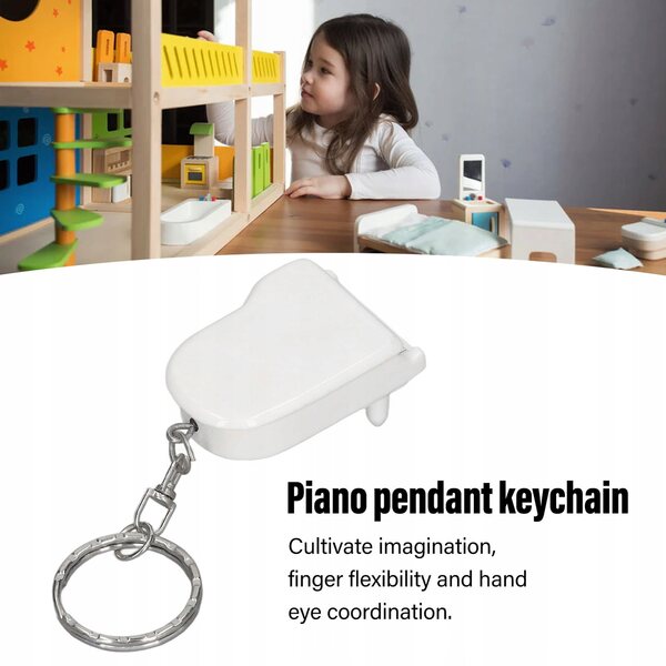 Mini piano portachiavi in legno di pino, decorazione realistica e leggera