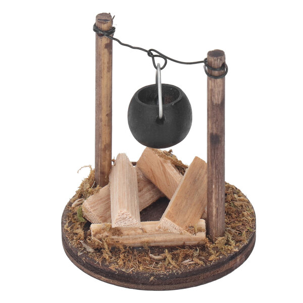 Miniatura camino in legno per casetta delle bambole, stile rustico e artigianale