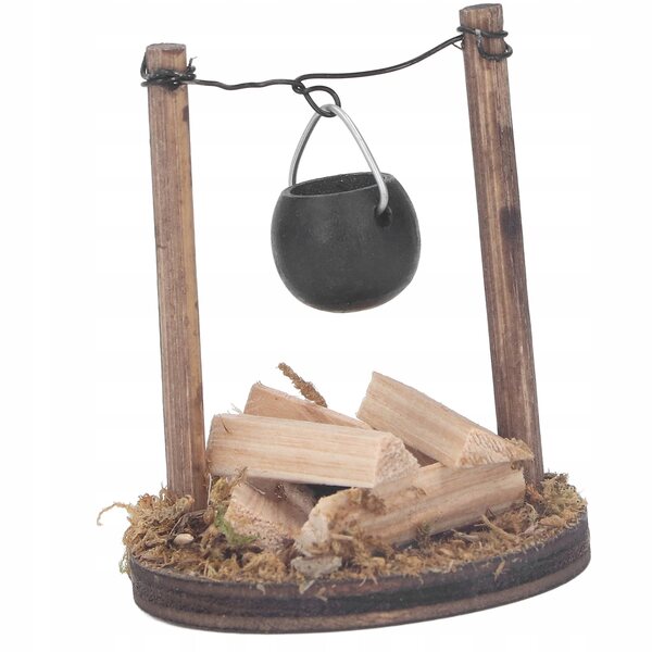 Miniatura camino in legno per casetta delle bambole, stile rustico e artigianale