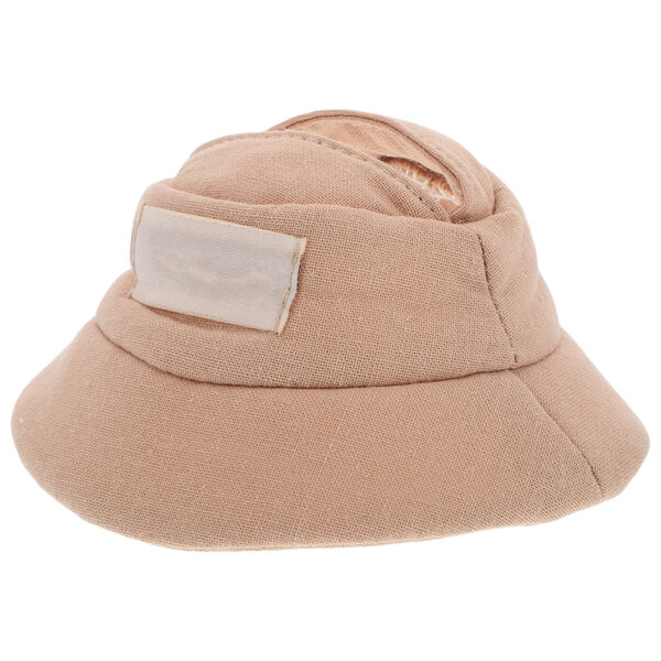 Stylischer khakifarbener Puppenhut, kleines Modeaccessoire für Vinylpuppen