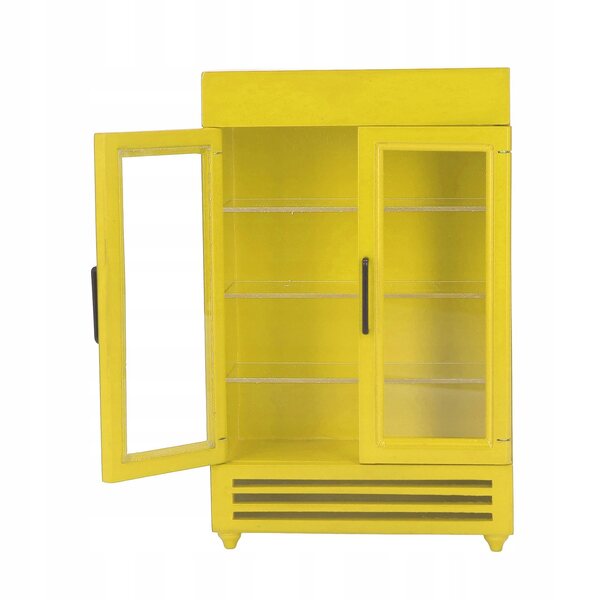 Mini frigorifero in legno per bambole portatile, accessorio per casa delle bambole 1:12