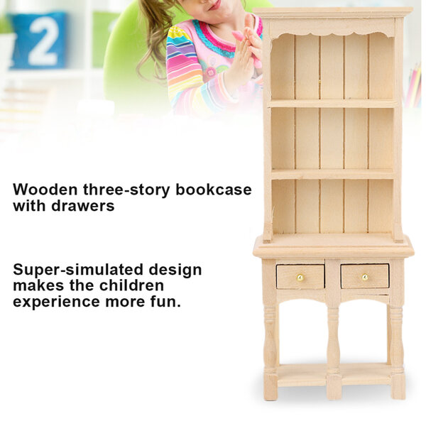 Dekorativer Miniaturschreibtisch mit 3-stufigem Regal und Holzschubladen