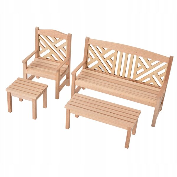Set Mini-Holzmöbel für Puppenhäuser im Maßstab 1:12 – Tisch und Stuhl