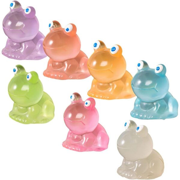 IMIKEYA 7 Pezzi Statuette Luminosi a Forma di Rana in Resina Miniatura Decorazione Indoor e Outdoor