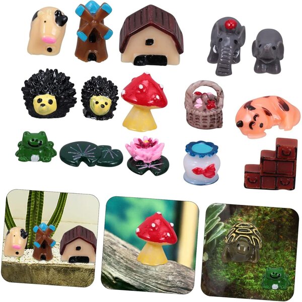 HEMOTON 24 pezzi Mini Statuette Animali e Cartoni per Decorazioni Fate, Case, Torte