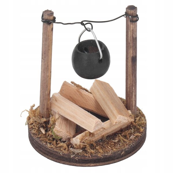 Miniatura camino in legno per casa delle bambole, design rustico e artigianale