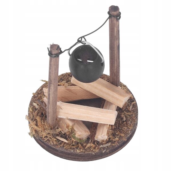 Miniatura camino in legno per casa delle bambole, design rustico e artigianale