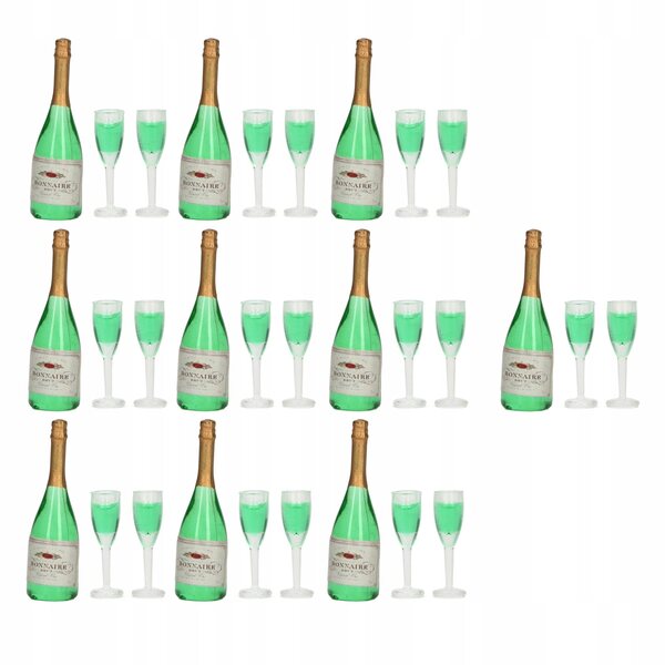 Set 10 Miniature Bottiglie e Calici di Vino per Casa delle Bambole PVC