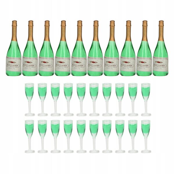 Set 10 Miniature Bottiglie e Calici di Vino per Casa delle Bambole PVC