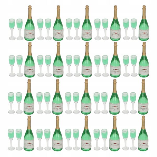 Set 10 Miniature Bottiglie e Calici di Vino per Casa delle Bambole PVC