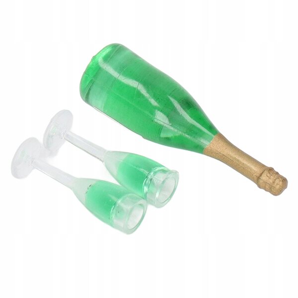 Set 10 Miniature Bottiglie e Calici di Vino per Casa delle Bambole PVC