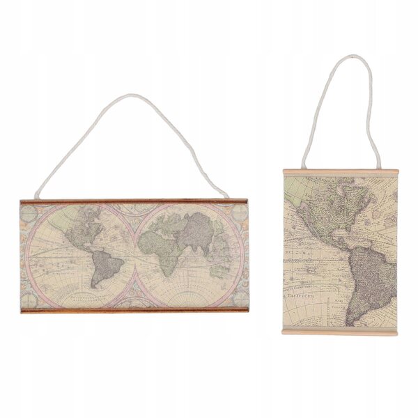 Mini Mappa Mondo 1:12 per Casa delle Bambole - Set 2 Pezzi Carta Ecologica