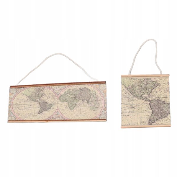 Mini Mappa Mondo 1:12 per Casa delle Bambole - Set 2 Pezzi Carta Ecologica