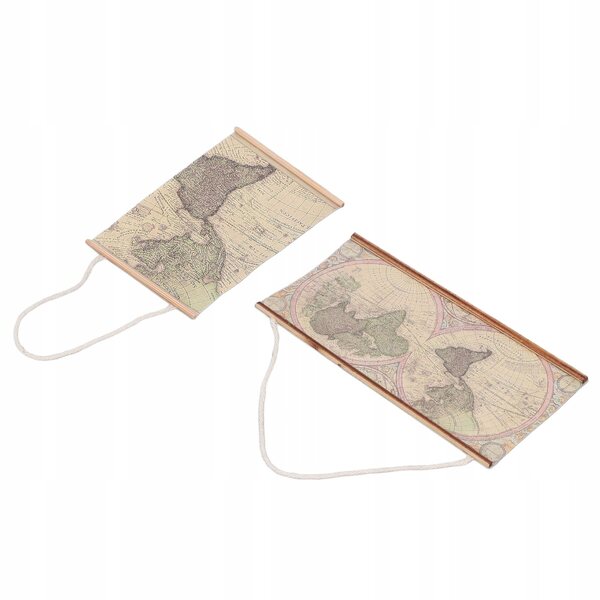 Mini Mappa Mondo 1:12 per Casa delle Bambole - Set 2 Pezzi Carta Ecologica