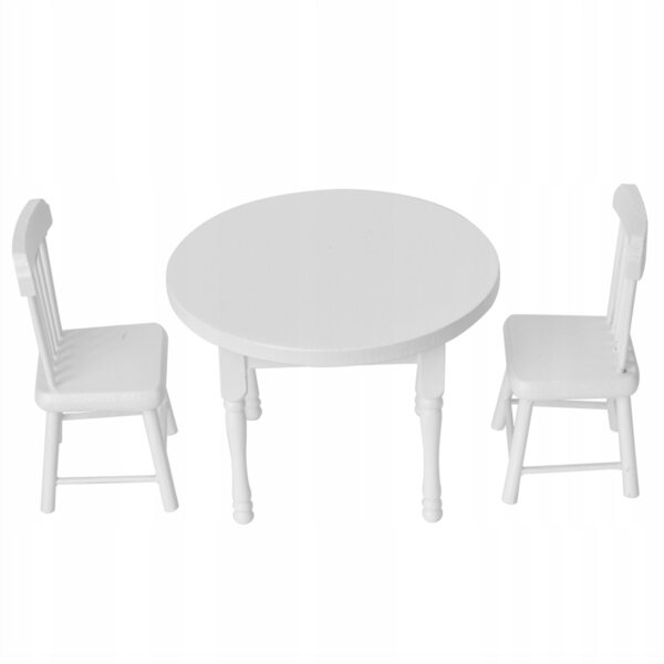 Set 3 Accessori per Casa delle Bambole Tavolo e Sedie in Legno 1:12