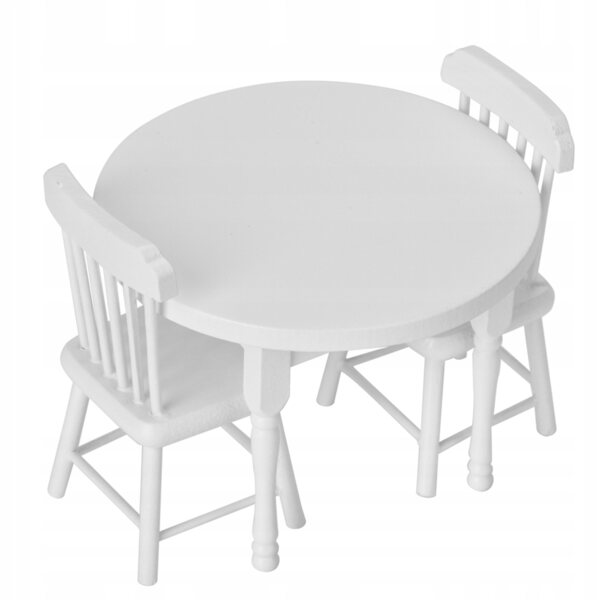 Set 3 Accessori per Casa delle Bambole Tavolo e Sedie in Legno 1:12