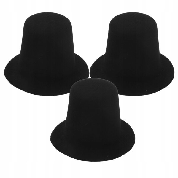 Set mit 3 Mini-Puppenhüten aus schwarzem EVA für Dekorationen und Heimwerkerarbeiten