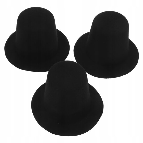 Set mit 3 Mini-Puppenhüten aus schwarzem EVA für Dekorationen und Heimwerkerarbeiten