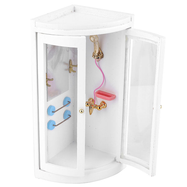 Miniature in legno per casa delle bambole 1:12 - accessorio bagno con doccia
