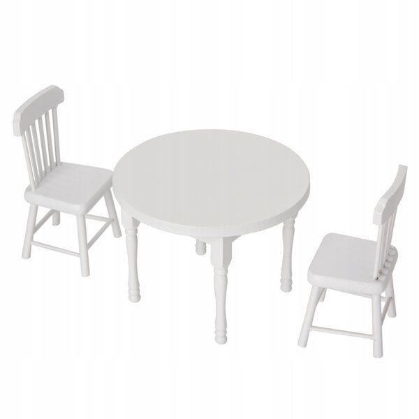 Set accessori casa delle bambole 3 pezzi tavolo e sedie in legno scala 1:12