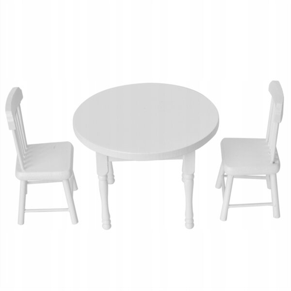 Set accessori casa delle bambole 3 pezzi tavolo e sedie in legno scala 1:12