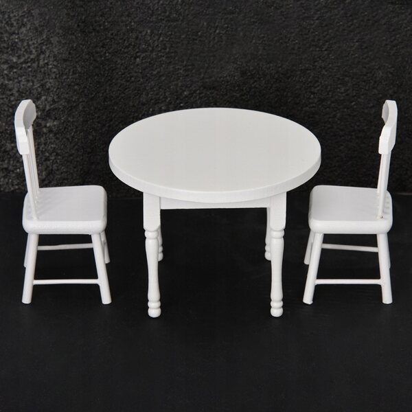 Set accessori casa delle bambole 3 pezzi tavolo e sedie in legno scala 1:12
