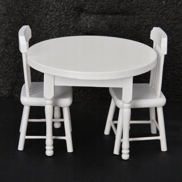 Set accessori casa delle bambole 3 pezzi tavolo e sedie in legno scala 1:12