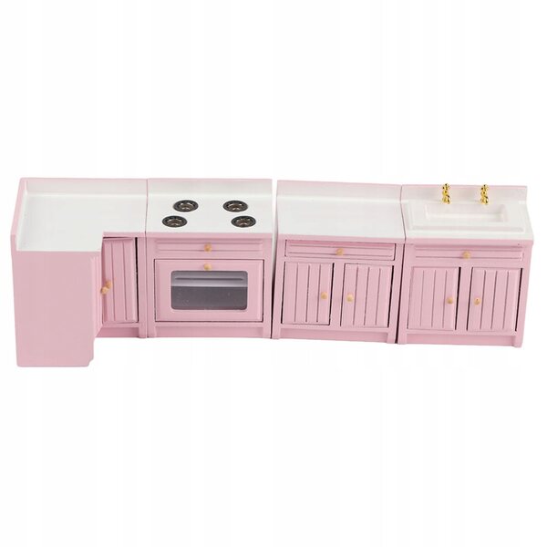 Miniatura casa da bambola 1:12 cucina rosa alta qualità e design elegante