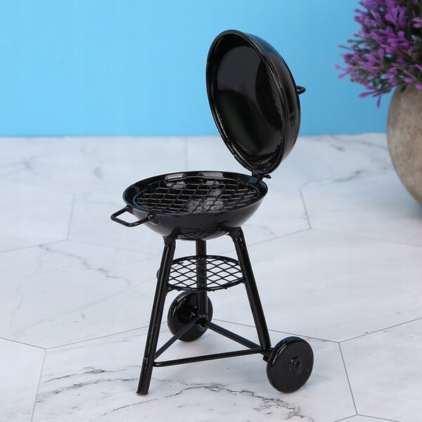 Miniatura casa delle bambole 1:12 con accessori esterni e barbecue, modello rotondo
